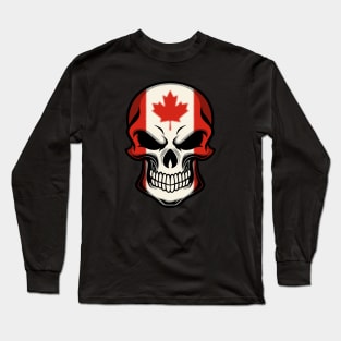 FLAG OF CANADA ON SKULL EMBLEM Long Sleeve T-Shirt